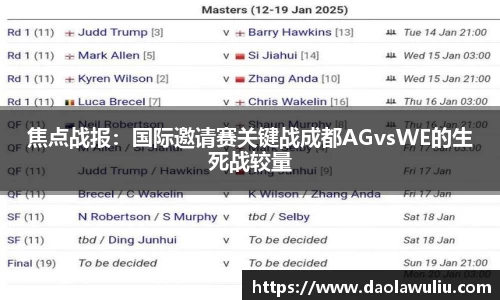 焦点战报：国际邀请赛关键战成都AGvsWE的生死战较量